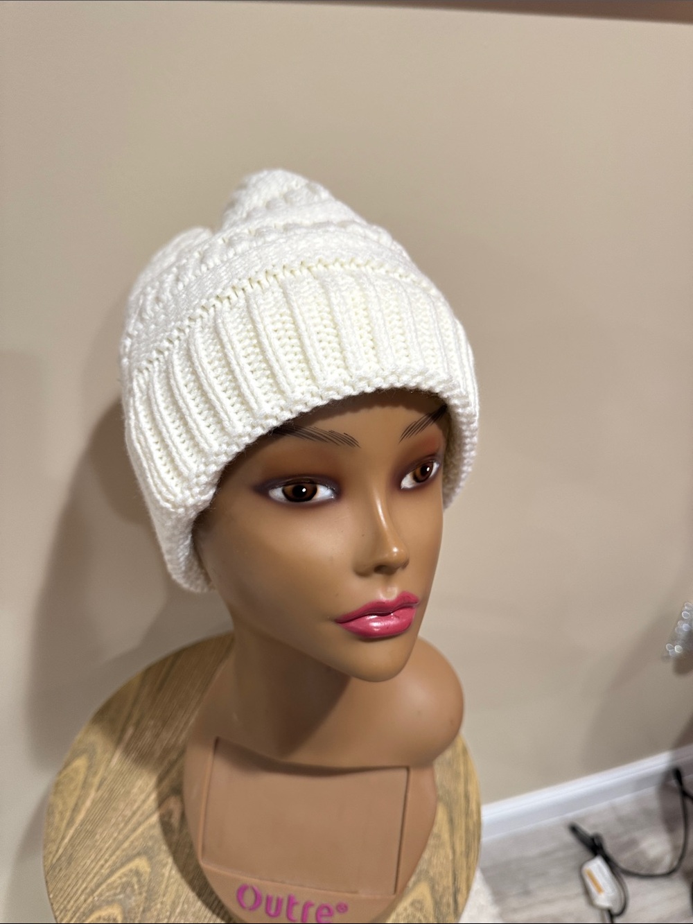 Classic White Knit Beanie Hat - Women Accessories